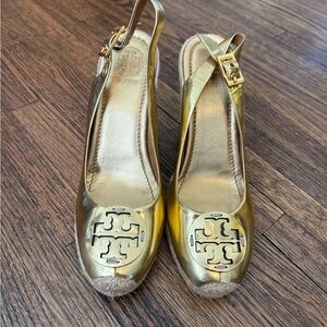 Tory Burch Gold Women's Espadrille Wedges